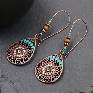 VINTAGE BOHO SUNSHINE SHAPED PENDANT EARRINGS